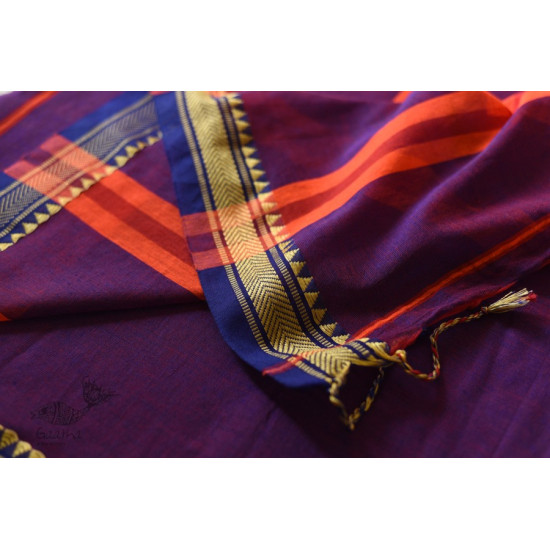 shop pure cotton handloom saree - purple