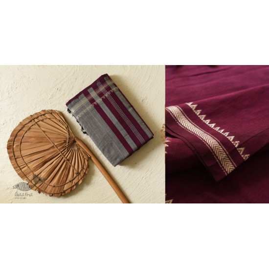 Casual Classics ❊ Everyday Handloom Saree - magenta cotton saree 