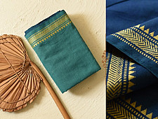 Casual Classics ❊ Handloom Saree ❊ Green Cotton Saree With Blue Pallu
