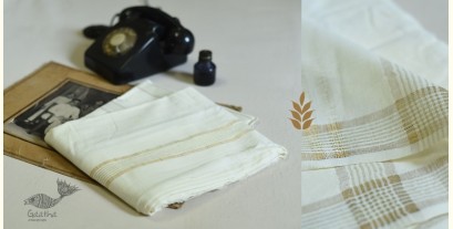 Damodar . दामोदर ❇ Handloom Matka Silk Dhoti-Khes Set in Cream Color