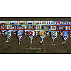 Shubh-Laabh . शुभ लाभ ⁂ Glass Bead Toran (36" x 8.5") ⁂ 5