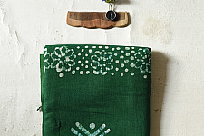 Eshana ~ Batik Linen Green Saree