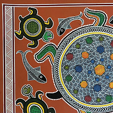 Mandana Art - Painting | Lucky Charm Turtle ( 11 x 14 inch)