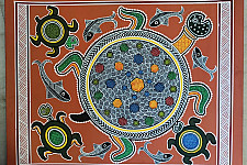 Mandana Art - Painting | Lucky Charm Turtle ( 11 x 14 inch)