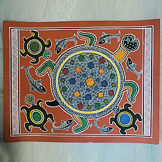 Mandana Art - Painting | Lucky Charm Turtle ( 11 x 14 inch)