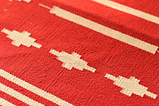 A finite infinity ❧ Handwoven Geometric Dhurries  ( 2 x 6 ) - Red