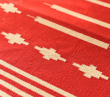 A finite infinity ❧ Handwoven Geometric Dhurries  ( 2 x 6 ) - Red