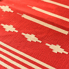 A finite infinity ❧ Handwoven Geometric Dhurries  ( 2 x 6 ) - Red