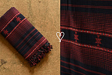 Breezy Mangroves | Handwoven Bhujodi Cotton Dupatta - Navy Blue