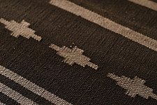 A finite infinity ❧ Handwoven Geometric Dhurries  ( 2 x 6 ) - Carbon Black