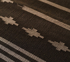 A finite infinity ❧ Handwoven Geometric Dhurries  ( 2 x 6 ) - Carbon Black