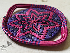 Moonj Grass Basket | Serving Tray - Pink & Purple