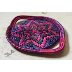 Moonj Grass Basket | Serving Tray - Pink & Purple