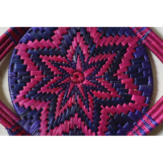 Moonj Grass handicraft - Serving Tray-Pink & Purple