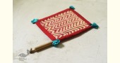 Moonj Grass handicraft - Hand Fan in red color