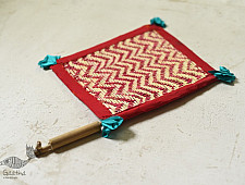 Moonj Grass Basket | Hand Fan - Red