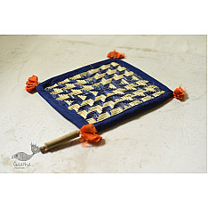 Moonj Grass Basket | Hand Fan - Blue