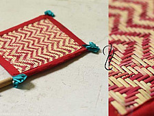 Moonj Grass Basket | Hand Fan - Red