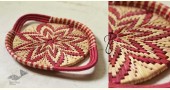 Moonj Grass handicraft - Serving Tray-Pink & Natural
