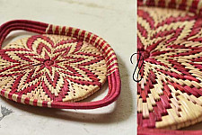 Moonj Grass Basket | Serving Tray - Pink & Natural