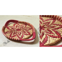 Moonj Grass Basket | Serving Tray - Pink & Natural