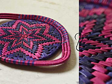Moonj Grass Basket | Serving Tray - Pink & Purple