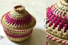 Moonj Grass Basket | Storage basket / Roti box ~ Pink