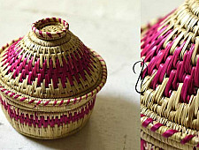 Moonj Grass Basket | Storage basket / Roti box ~ Pink