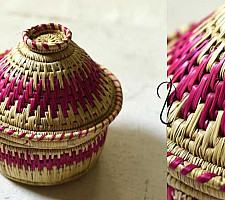 Moonj Grass Basket | Storage basket / Roti box ~ Pink