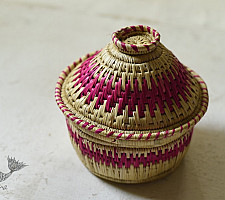 Moonj Grass Basket | Storage basket / Roti box ~ Pink