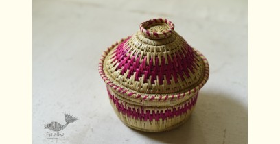 Moonj Grass Basket | Storage basket / Roti box ~ Pink