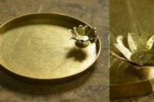 Ahar ✽ Brass ~ Aarti Thali with Lotus Shaped Diya - 14" x 14" x 2"