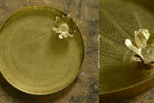 Ahar ✽ Brass ~ Pooja Thali with Lotus Shaped Diya - 14" x 14" x 2"