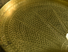 Ahar ✽ Brass ~ Pooja Thali with Lotus Shaped Diya - 14" x 14" x 2"