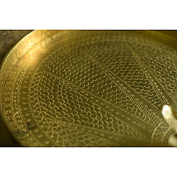 Ahar ✽ Brass ~ Pooja Thali with Lotus Shaped Diya - 14" x 14" x 2"