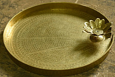 Ahar ✽ Brass ~ Aarti Thali with Lotus Shaped Diya - 14" x 14" x 2"