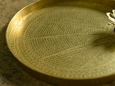 Ahar ✽ Brass ~ Aarti Thali with Lotus Shaped Diya - 14" x 14" x 2"