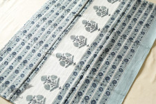 Indigenous Impressions | Block Printed - Bagru Cotton Saree - Grey & Blue