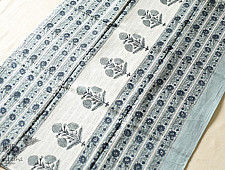 Indigenous Impressions | Block Printed - Bagru Cotton Saree - Grey & Blue