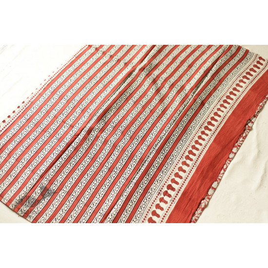 shop Bagru Cotton Red Saree - Block Printed