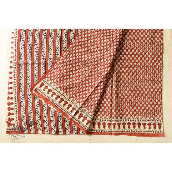 shop Bagru Block Printed Cotton Red Saree