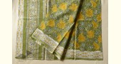 shop Bagru Block Printed Cotton Saree - Yellow Flower Print