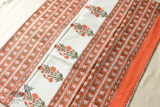 Indigenous Impressions | Bagru Cotton Saree White & Orange - Block Printed