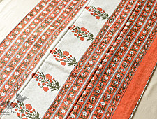 Indigenous Impressions | Bagru Cotton Saree White & Orange - Block Printed