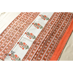 Indigenous Impressions | Bagru Cotton Saree White & Orange - Block Printed