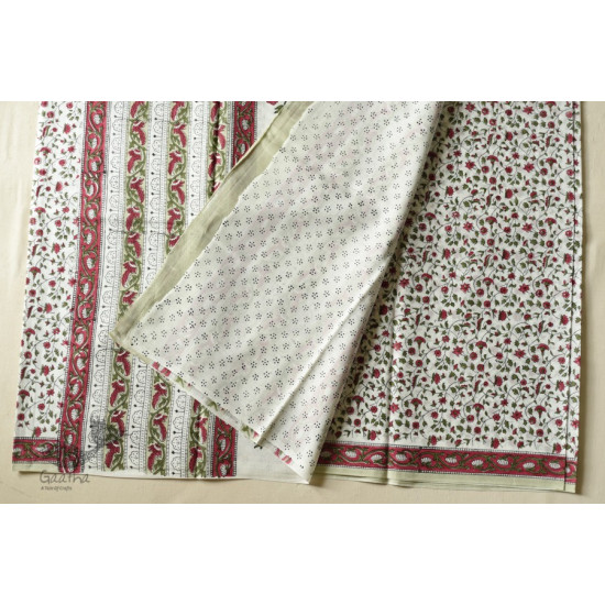 shop Bagru Block Printed - Bagru Block Printed - Printed Off White Cotton Saree