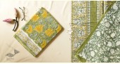 shop Bagru Block Printed Cotton Saree - Yellow Flower Print