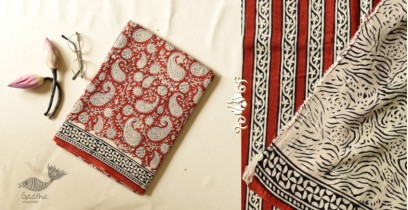 Indigenous Impressions | Bagru Block Printed - Keri Printed Red Cotton Saree