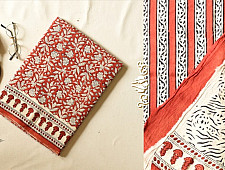 Indigenous Impressions | Bagru Cotton Red Saree - Block Printed