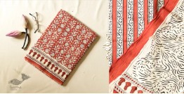 Indigenous Impressions | Bagru Cotton Red Saree - Block Printed